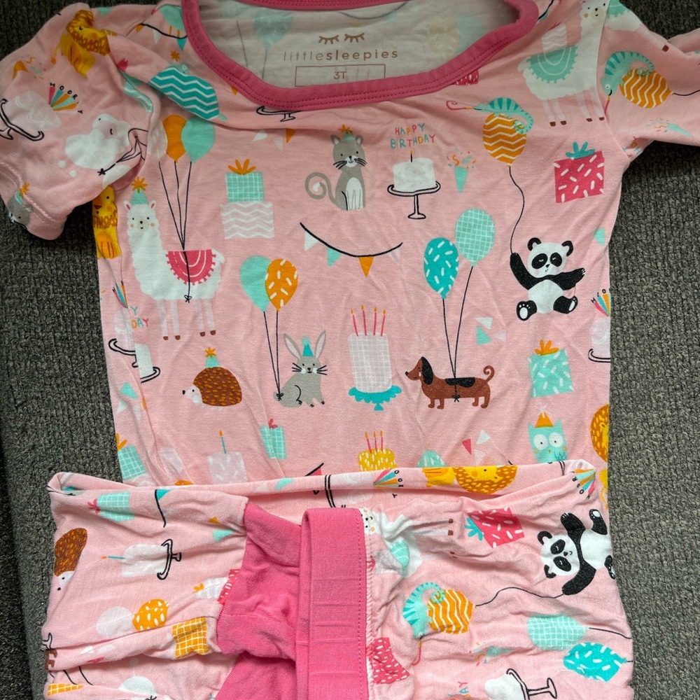Little Sleepies Pink Birthday Pajamas